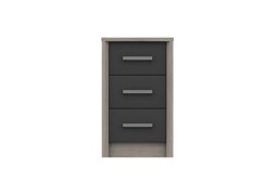 London Bedrooms - Euston 3 Drawer Bedside Chest - Grey Oak/Graphite Gloss - Bedroom Furniture - In Time for Christmas