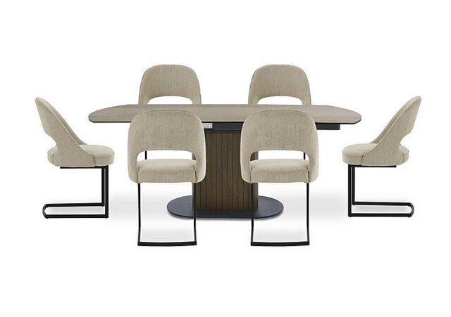Tiber Swivel Extending Dining Table and 6 Cantilever Chairs