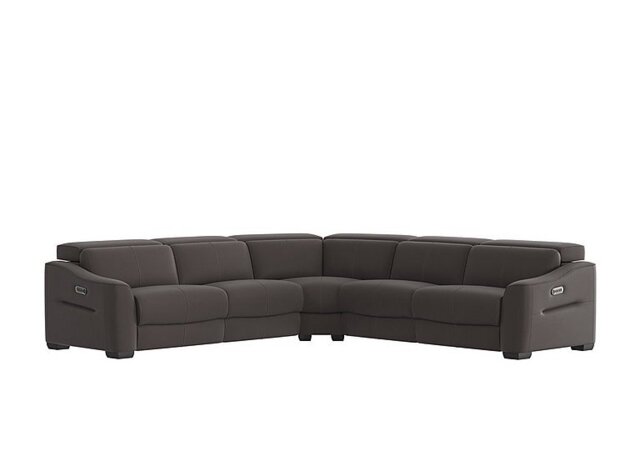 Xavier Fabric Large Left Hand Facing Corner Sofa with Power Recliner - Dark Grey