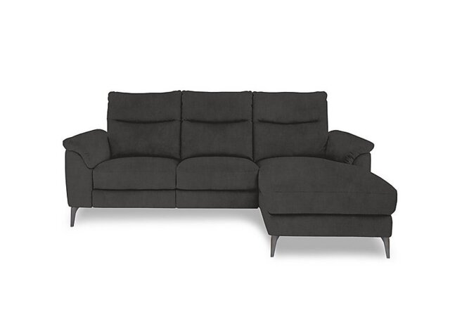 Morgan Fabric 3 Seater Power Recliner Sofa with Right Hand Facing Chaise End - Opulence Granite