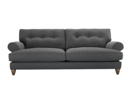 The Lounge Co. - Bronwyn 4 Seater Fabric Classic Back Fibre Fill Sofa with Vintage Oak Feet - Slate Shadow