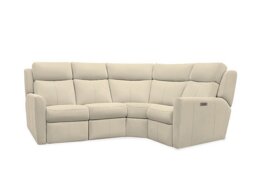 G Plan - Wren Small Leather Right Hand Facing Corner Sofa with Power Recliner - Cambridge Stone
