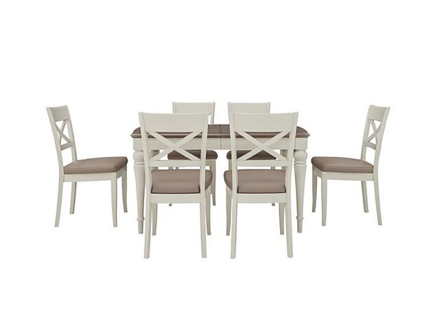 Furnitureland - Annecy Extending Dining Table with 6 Faux NC Leather Cross Back Chairs