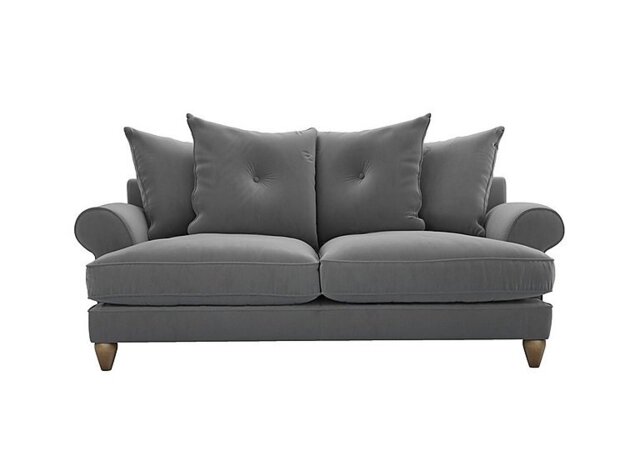 The Lounge Co. - Bronwyn 3 Seater Fabric Scatter Back Foam Fill Sofa With Walnut Feet - Koala Cub