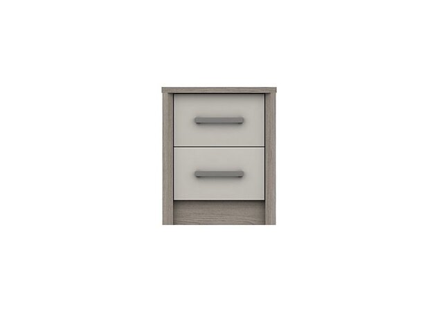 London Bedrooms - Euston 2 Drawer Bedside Chest - Grey Oak/White Grey Gloss - Bedroom Furniture - In Time for Christmas