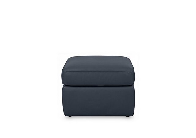 Cinemax Leather Storage Footstool - Natural Milled Navy