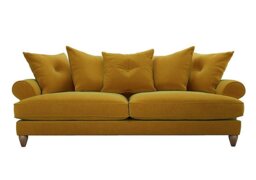 The Lounge Co. - Bronwyn 4 Seater Fabric Scatter Back Fibre Fill Sofa With Walnut Feet - Golden Spice