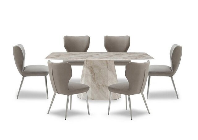 Elegante Dining Table and 6 Chairs - 180-cm - Taupe