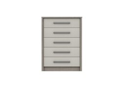 London Bedrooms - Euston 5 Drawer Chest - Grey Oak/White Grey Gloss