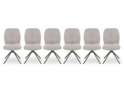 Perla Set of 6 Fabric Swivel Dining Chairs