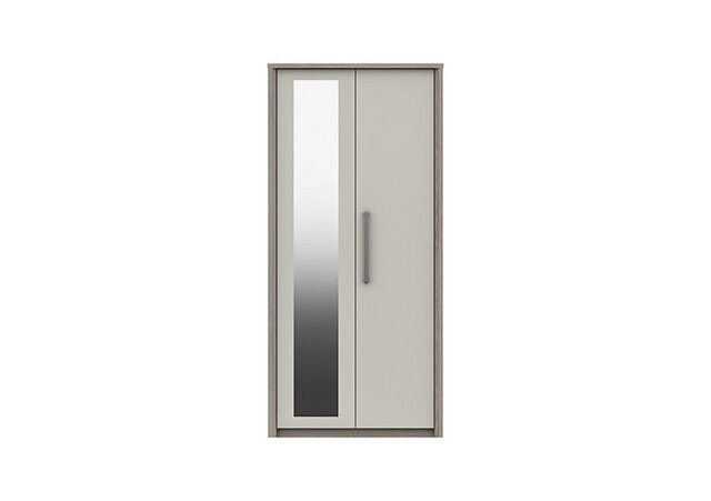 London Bedrooms - Euston 2 Door Wardrobe with Mirror - Grey Oak/White Grey Gloss