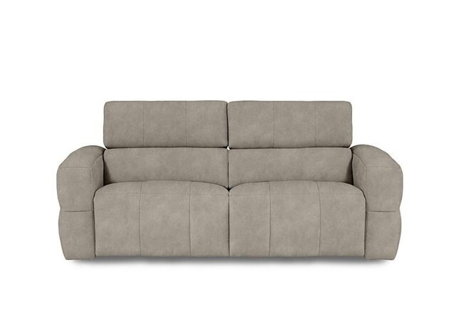 Cube Fabric 3 Seater Power Recliner Sofa with Power Headrests - Marble Cream