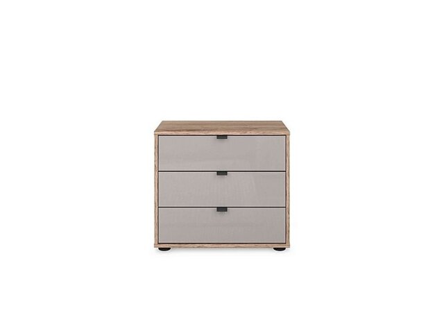 Wiemann - Hong Kong 3 Drawer Bedside Cabinet with Glass Drawers - Pebble Grey