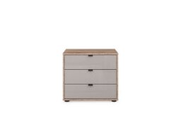 Wiemann - Hong Kong 3 Drawer Bedside Cabinet with Glass Drawers - Pebble Grey