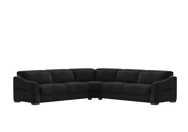 World of Leather - Xavier BV Leather Large Corner Sofa - Classic Black