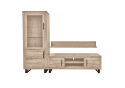 Bodahl - Terra Small Media Set with TV Unit, Small Left Hand Display Cabinet and 150cm Wall Shelf - Vintage Grey