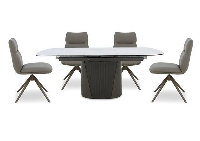 Icon White Extending Dining Table and 4 Diva Chairs with Bronze Legs - 160-cm