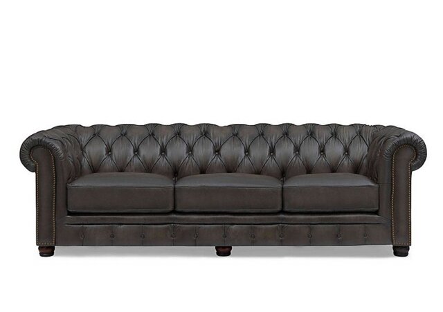 At The Helm - Shackleton 4 Seater Leather Chesterfield Sofa - Cannon
