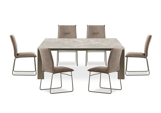 Connubia - Viola 180cm Large Extending Dining Table with Arenaria Ceramic Top and Lava Metal Legs and 6 Maya Chairs - Lava