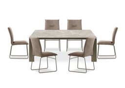 Connubia - Viola 180cm Large Extending Dining Table with Arenaria Ceramic Top and Lava Metal Legs and 6 Maya Chairs - Lava
