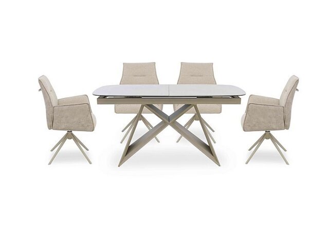 Mirage Small Extending Dining Table and 4 Swivel Dining Arm Chairs