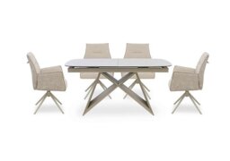 Mirage Small Extending Dining Table and 4 Swivel Dining Arm Chairs