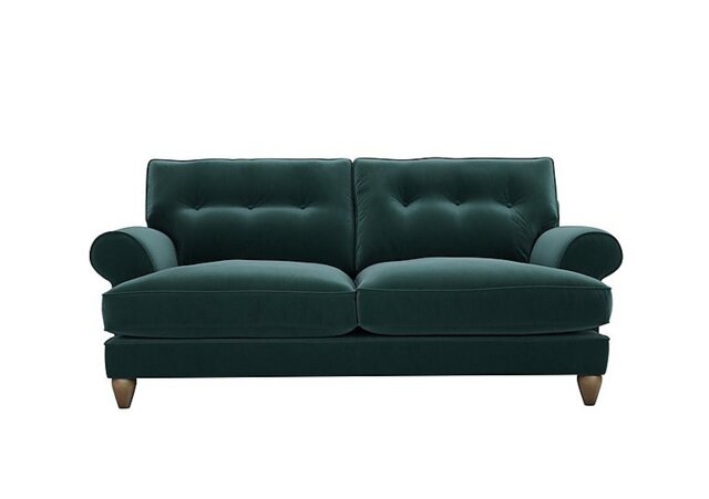 The Lounge Co. - Bronwyn 3 Seater Fabric Classic Back Fibre Fill Sofa with Washed Oak Feet - Evening Teal