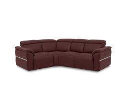 Dolomite Small Leather Left Hand Facing Corner Sofa - Montana Ruby
