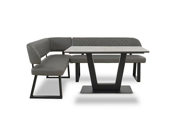 Venus Dining Table and Left Hand Facing Corner Bench - Grey