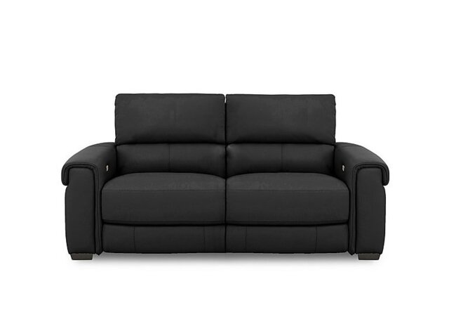 World of Leather - Nixon BV Leather 3 Seater Power Recliner Sofa - Classic Black