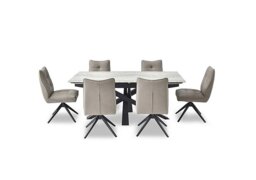 Germain Extending Dining Table and 6 Swivel Chairs - 180-cm - Taupe