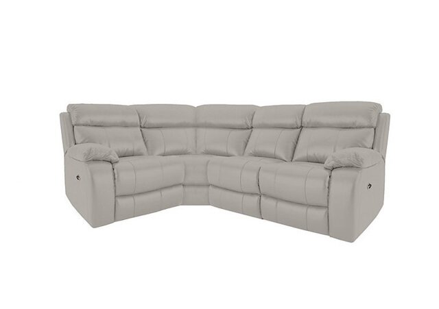 World of Leather - Moreno Small BV Leather Power Recliner Left Hand Facing Corner Sofa with Power Headrests - Silver Grey
