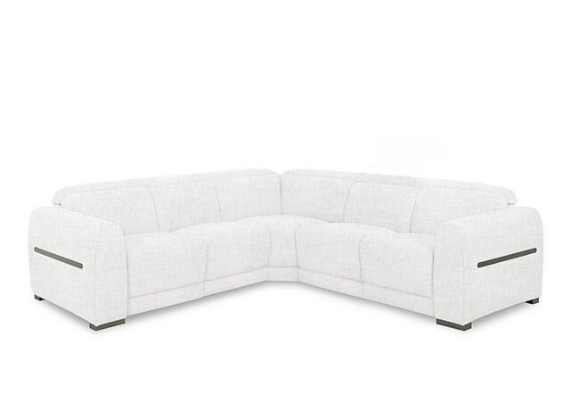 Edison Large Fabric Power Recliner Corner Sofa with Power Headrests and Lights - Frost