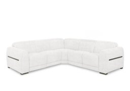 Edison Large Fabric Power Recliner Corner Sofa with Power Headrests and Lights - Frost