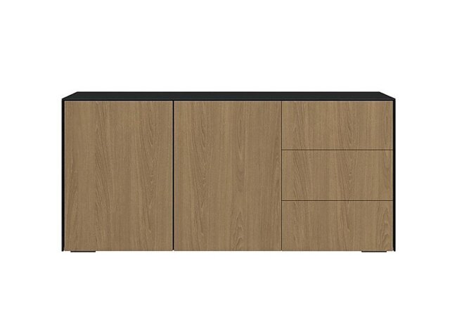 Lexa Smart 2 Door 3 Drawer Sideboard - Black and Oak