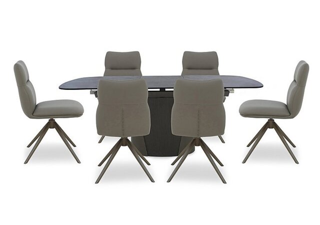 Icon Bronze Extending Dining Table and 6 Diva Chairs with Bronze Legs - 160-cm