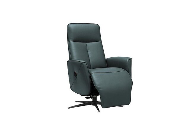 G Plan - Maribo Leather Lift and Rise Power Recliner Chair with Power Headrest and Black Base - Cambridge Petrol Blue
