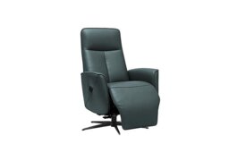 G Plan - Maribo Leather Lift and Rise Power Recliner Chair with Power Headrest and Black Base - Cambridge Petrol Blue