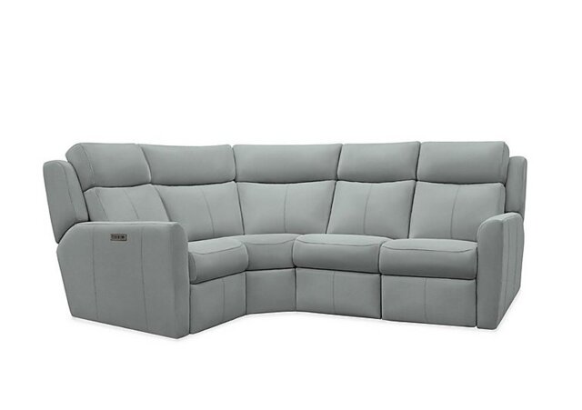 G Plan - Wren Small Leather Power Recliner Left Hand Facing Corner Sofa with Power Headrests and Power Lumbar - Cambridge Grey
