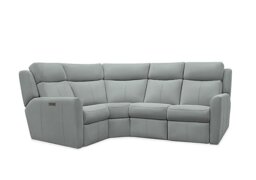G Plan - Wren Small Leather Power Recliner Left Hand Facing Corner Sofa with Power Headrests and Power Lumbar - Cambridge Grey