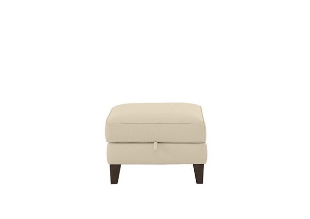 Ideal Home - Brondby Leather Storage Footstool - BV Bisque
