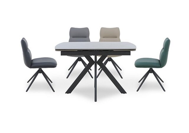 Quattro Extending Draw Leaf Table and 4 Swivel Dining Chairs - Multicoloured