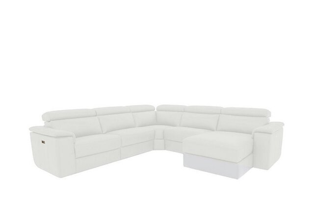 Nicoletti - Davide Large Leather Right Hand Facing Corner Power Recliner Sofa with Chaise End - Torello Bianco Puro