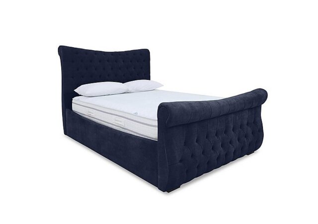 Sleep Story - Lance Right Hand Side Opening Ottoman Bed Frame - Small Double - Aston Navy