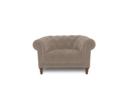 Columbus Fabric Armchair with Wooden Feet - Manhattan Nutmeg