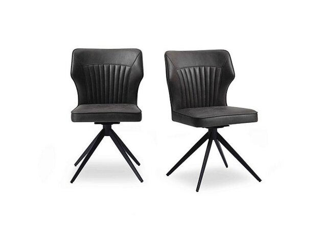 Aydin Pair of Swivel Dining Chairs - Dark Grey