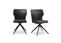 Aydin Pair of Swivel Dining Chairs - Dark Grey