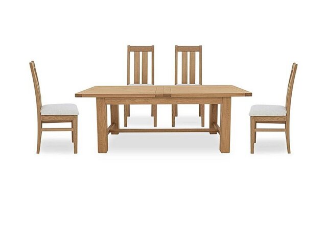 Furnitureland - Augusta Large Rectangular Extending Dining Table and 4 Wooden Slatted Back Chairs