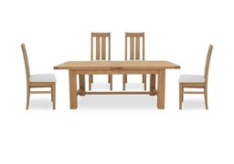 Furnitureland - Augusta Large Rectangular Extending Dining Table and 4 Wooden Slatted Back Chairs