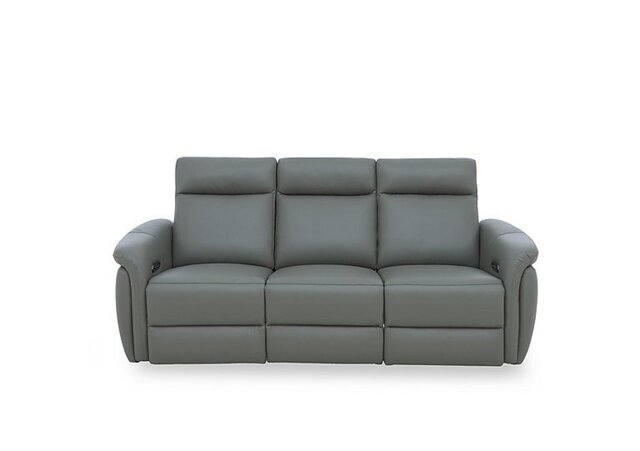 Dublin Leather 3 Seater Power Recliner Sofa with Power Headrests - Natural Ash